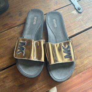 Michael Kors Metallic Gold Slide Sandals